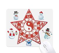Chinese Taiji Diagrams Yin-Yang Zodiac Christmas Snowman Family Star Mouse Pad