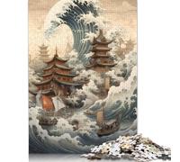 Chinese Town Wave Kanagawa Rompecabezas Imposible,desafío for Adults Juego Educativo 1000 Piezas Obra De Arte De Juego De Para Adultos, Regalos A Partir De 14 Años 1000pcs (38x26cm)