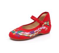 Chinese Traditional Embroidery Flats Shoes Women's Girl Mary Jane Ballet Yoga Shoes Rubber Sole