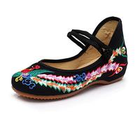 Chinese Traditional Embroidery Flats Shoes Women's Girl Mary Jane Ballet Yoga Shoes Rubber Sole