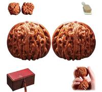 Chinese Walnuts Fidget,2 PCS Walnuts,Chinese Exercise Walnut for Hand Training,Hand Health Care Stress Relief Massage Ball Walnut with Gift Box & Brush (1SET)