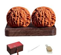 Chinese Walnuts Fidget,2Pcs Chinese Exercise Walnuts for Hand Training Massage Ball,Stress Relief Health Care Ball Toy with Gift Box & Brush (B-1)