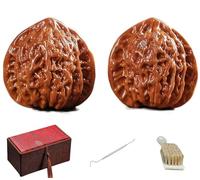 Chinese Walnuts Fidget,2Pcs Chinese Exercise Walnuts for Hand Training Massage Ball,Stress Relief Health Care Ball Toy with Gift Box & Brush (A-2)