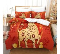 Chinese Zodiac Cattle Ensemble De Literie ¿¿ Motif Imprim¿¿ D Housse De Couette ¿¿ Th¿¿Me Ultra Douce Pour Enfants Adolescents Avec Taie D'oreiller ¿¿ Ferm