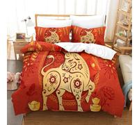 Chinese Zodiac Cattle Parure De Lit Housse De Couette En Microfibre Douce Avec Sens D'impression D Pour Enfants, Adolescents, Avec Taie D'oreiller Zip