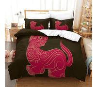 Chinese Zodiac Dog Ensemble De Literie Imprim¿¿ D Housse De Couette En Microfibre Douce Pour Enfants Et Adolescents Avec Taie D'oreiller Zipp¿¿E Double£¿