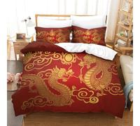 Chinese Zodiac Dragon Parure De Lit Housse De Couette En Microfibre Douce Avec Sens D'impression D Pour Enfants, Adolescents, Avec Taie D'oreiller Zip
