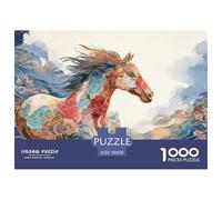 Chinese Zodiac Horse Flat Illustration Style 1000 Pcs Carton Premium Coffret De Puzzles Floral Cloud Horse Stimulant Et Éducatif Jeu Familial Puzzles pour Adultes Et Enfants 70x50cm/1000pcs