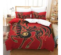 Chinese Zodiac Horse Parure De Lit Housse De Couette En Microfibre Douce Avec Sens D'impression D Pour Enfants, Adolescents, Avec Taie D'oreiller Zipp