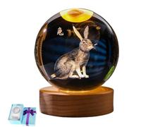 Chinese Zodiac Luminous Crystal Ball Night Light,3D Laser Engraved Glass Sphere Decorative Balls,Birthday Gift Home Desk Office Bedroom Decor Ornament with Light Base