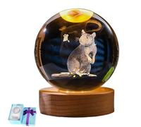Chinese Zodiac Luminous Crystal Ball Night Light,3D Laser Engraved Glass Sphere Decorative Balls,Birthday Gift Home Desk Office Bedroom Decor Ornament with Light Base