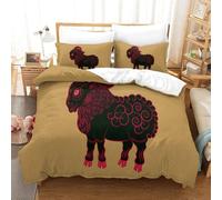 Chinese Zodiac Sheep Parure De Lit Housse De Couette En Microfibre Douce Avec Sens D'impression D Pour Enfants, Adolescents, Avec Taie D'oreiller Zipp