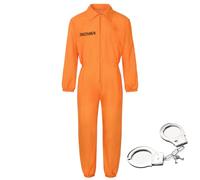 Chingcoo Costume de prisonnier orange, costume de carnaval, costume de prisonnier pour homme et femme