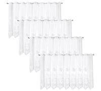 Chingcoo Lot de 4 rideaux brise-bise - 130 x 45 cm - Blanc semi-transparent - Brodé de fleurs - Pour salon, chambre à coucher