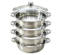 Chingcoo Steamery Cuiseur vapeur et marmite à vapeur, 28 cm, en acier inoxydable, avec insert, 3 à 4 niveaux, avec couvercle, pour légumes, fruits de mer, soupes, ragoûts et pâtes (quatre)