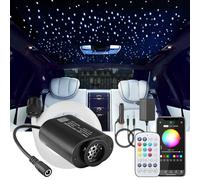 CHINLY 6W Ciel Etoile Voiture Fibre Optique, App/télécommande Bluetooth RGBW, Activation Musicale, 650pcs*0.75mm*4m Kit de Plafonnier à Fibres Optiques pour Voiture/Plafond/Cinéma