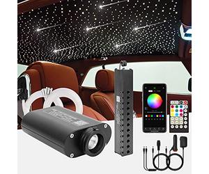 CHINLY Bluetooth Meteor 16W RGBW APP LED Fibre Optique Lumière Star Plafonniers Kit APP Mixte 400pcs*(0,5+0,75+1,0mm)*3m + 8 * 12pcs Fibre Optique pour la Maison/Voiture