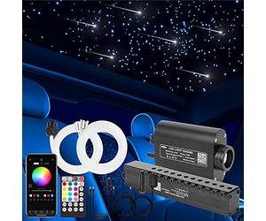 CHINLY Bluetooth Meteor 16W RGBW APP LED Fibre Optique Lumière Star Plafonniers Kit Mixte 450pcs + 8 * 12pcs = 546pcs 3m Fibre optique pour la maison/voiture