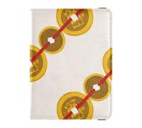 Chinois Culturel Cuivre Pièces En Cuir Passeport Carte Couverture Combo pour Voyage Vaccin Carte Couverture Combo Passeport Cas pour Femmes Imperméable, Chinois Culturel Cuivre Monnaies, Taille 1,