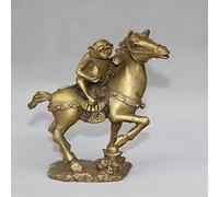 chinois Folk Feng Shui Laiton Cuivre Yuanbao Richesse Cheval Singe Statue, jaune