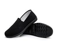 Chinois Kung Fu Pantoufles Toile Arts Martiaux Tai Chi Chaussures Semelle en Caoutchouc Unisexe Tout Noir Taille EU 38 (240cm)