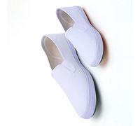 Chinois Kung Fu Pantoufles Toile Arts Martiaux Tai Chi Slip on Chaussures Semelle en Caoutchouc Unisexe,White-43 EU