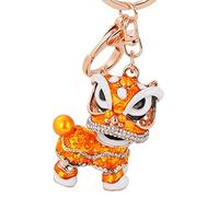 chinois Lion Porte-clés Dance Pendentif pour la Noël et Carnaval Left-Orange