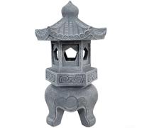 Chinois pour zen Lampe solaire de jardin en résine imperméable Chinois | Autonomie de 6 à 12 heures, capteur automatique du crépuscule à l'aube, pas de câblage nécessaire, aspect pierre élégant