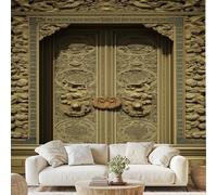 Chinois Traditionnel Porte Classique Papier Adhesif Nuages Dragon Motif Mural Luxe Décoration Papier Peint 3D Effet 500x280 cm pour Salle de Bain Salon Chambre