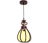 Chinois Vintage Natural Wood Art Suspendu Lampe à Lampe rétro Creative Creative Hand Centing Mini Lantern Pendant Light, E27 Imitation Chandeliers à Abat-Jour en Peau de Mouton, pour Le Restaurant de