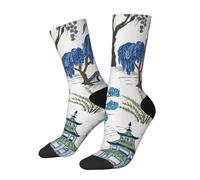 Chinoiserie Bleu Et Blanc Style Chinois Unisexe Chaussettes De Tennis Durabilité Socquette D'Équipage Chaudes Chaussette De Travail Pour Sport Randonnée Intérieur