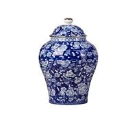 Chinoiserie Bocaux à gingembre bleu et blanc, pot en porcelaine pour stockage du thé, pot à gingembre décoratif en céramique avec couvercle, vase bleu et blanc, vases en porcelaine décoratifs pour