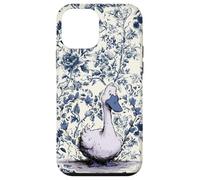 Chinoiserie Floral Bleu Supercute Wildflower Love Goose Coque pour iPhone 12 Mini