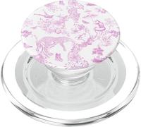 Chinoiserie française en Toile Rose avec Fleurs, Singe, léopards PopSockets PopGrip pour MagSafe