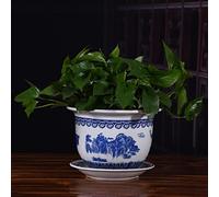Chinoiserie Jingdezhen Porcelaine Bleue et Blanche Peinte à la Main, Pots de Fleurs en céramique, jardinières Chinoises en céramique, récipient de Fleurs, décoration d'intérieur avec Pot de Fleurs
