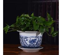 Chinoiserie Jingdezhen Porcelaine Bleue et Blanche Peinte à la Main, Pots de Fleurs en céramique, jardinières Chinoises en céramique, récipient de Fleurs, décoration d'intérieur avec Pot de Fleurs
