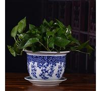 Chinoiserie Jingdezhen Porcelaine Bleue et Blanche Peinte à la Main, Pots de Fleurs en céramique, jardinières Chinoises en céramique, récipient de Fleurs, décoration d'intérieur avec Pot de Fleurs