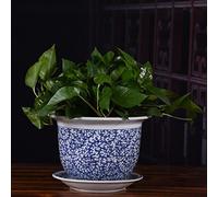 Chinoiserie Jingdezhen Porcelaine Bleue et Blanche Peinte à la Main, Pots de Fleurs en céramique, jardinières Chinoises en céramique, récipient de Fleurs, décoration d'intérieur avec Pot de Fleurs