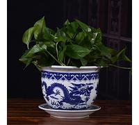 Chinoiserie Jingdezhen Porcelaine Bleue et Blanche Peinte à la Main, Pots de Fleurs en céramique, jardinières Chinoises en céramique, récipient de Fleurs, décoration d'intérieur avec Pot de Fleurs
