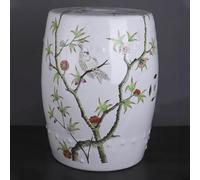 Chinoiserie Tabouret tambour en céramique Motif floral oiseau pour jardin, terrasse, pelouse, intérieur et extérieur