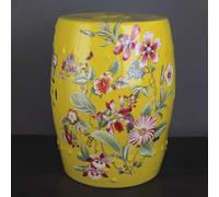 Chinoiserie Tabouret tambour en céramique Motif floral oiseau pour jardin, terrasse, pelouse, intérieur et extérieur