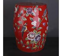 Chinoiserie Tabouret tambour en céramique Motif floral oiseau pour jardin, terrasse, pelouse, intérieur et extérieur