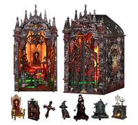 Chinoket Kit Book Nook de style gothique-Dark Castle, Mini-Maisons poupées, Puzzle Miniature en Bois 3D avec lumières LED, Kit de Bricolage pour Adultes et Adolescents, Cadeau et Accessoire de Maison