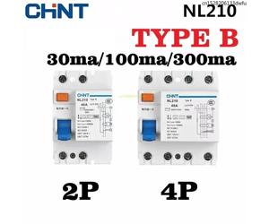 CHINT NL210 TypeB 30MA 100MA 300MA disjoncteur de Protection contre les fuites Type B nouvelle énergie 2P 4P RCCB RCBO Tpye B 2P