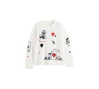 Chinti & Parker Pull-over 'Autumn Peanuts '25 Charlie Poker Pals' crème / rouge / noir, Taille M