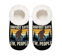 Chintiz Bigfoot Chaussons chauds et confortables pour femme et homme en pin pelucheux antidérapants à dos fermé pour l'hiver, la chambre à coucher, l'intérieur et l'extérieur, Pin Bigfoot, XX-Large