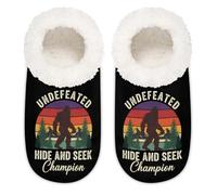 Chintiz Bigfoot Chaussons doux et confortables pour femme et homme en peluche antidérapante à dos fermé pour l'hiver, la chambre à coucher, l'intérieur et l'extérieur, Bigfoot Forest 1, XX-Large Wide