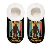 Chintiz Bigfoot Chaussons doux et confortables pour femme et homme en peluche antidérapante à dos fermé pour l'hiver, la chambre à coucher, l'intérieur et l'extérieur, Forêt Bigfoot, Medium