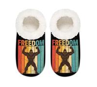 Chintiz Bigfoot Chaussons pour femme et homme - Douces et chaudes - Avec planche de bois vintage - Antidérapantes - Dos fermé - Pour l'hiver, la chambre à coucher, l'intérieur et l'extérieur, Bigfoot