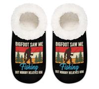 Chintiz Bigfoot Sasquatch Pantoufles douces et chaudes pour femme et homme en peluche antidérapante à dos fermé pour l'hiver, la chambre à coucher, l'intérieur et l'extérieur, Bigfoot Sasquatch Forest